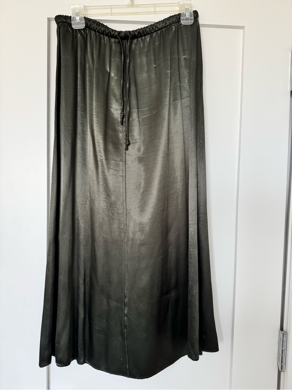 Dark olive green Satin Maxi Skirt